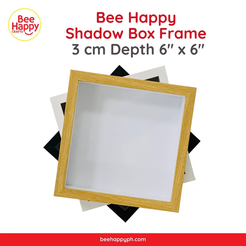 Bee Happy Shadow Box Frame w/ Glass Cover and Stand 3cm Depth 6