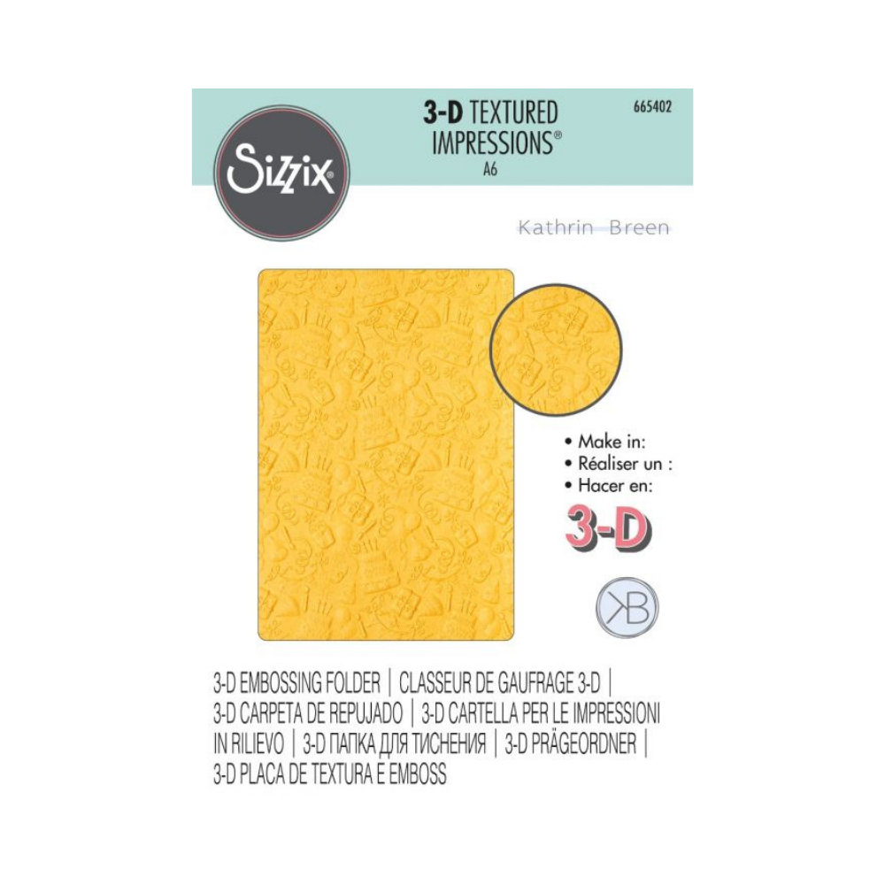 Sizzix 3-D Textured Impressions Embossing Folder - Celebrate by Kath Breen
