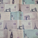 6 Sheets Vintage Print Maps, Newspaper Print Wrapping Paper Double Sided