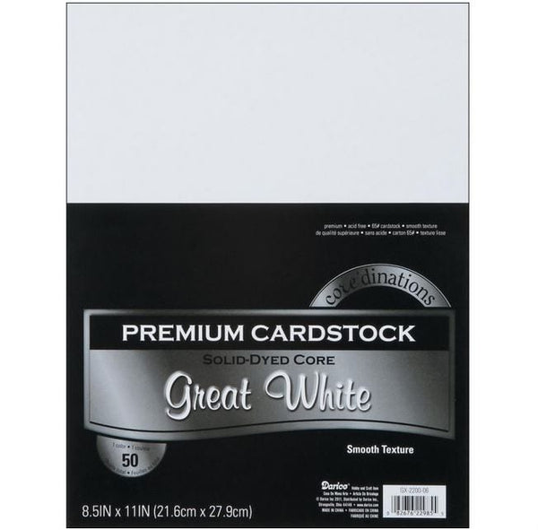 Core'dinations Value Pack Cardstock 8.5X11 50 Pkg Great White Smooth