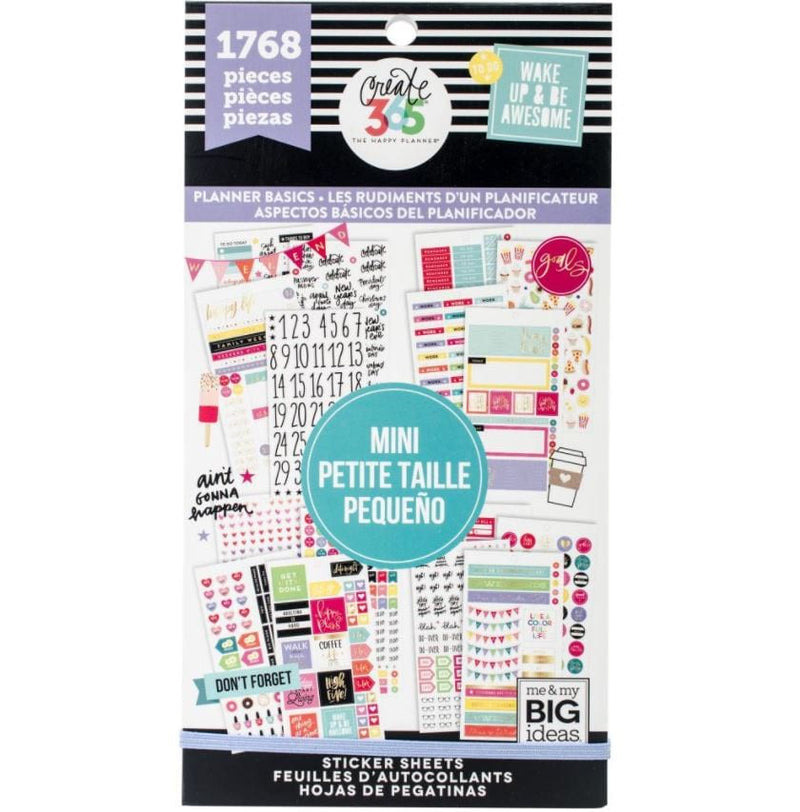 Me & My Big Ideas Planner Basics Mini Planner Value Pack Stickers- Happy Planner 1768 Stickers