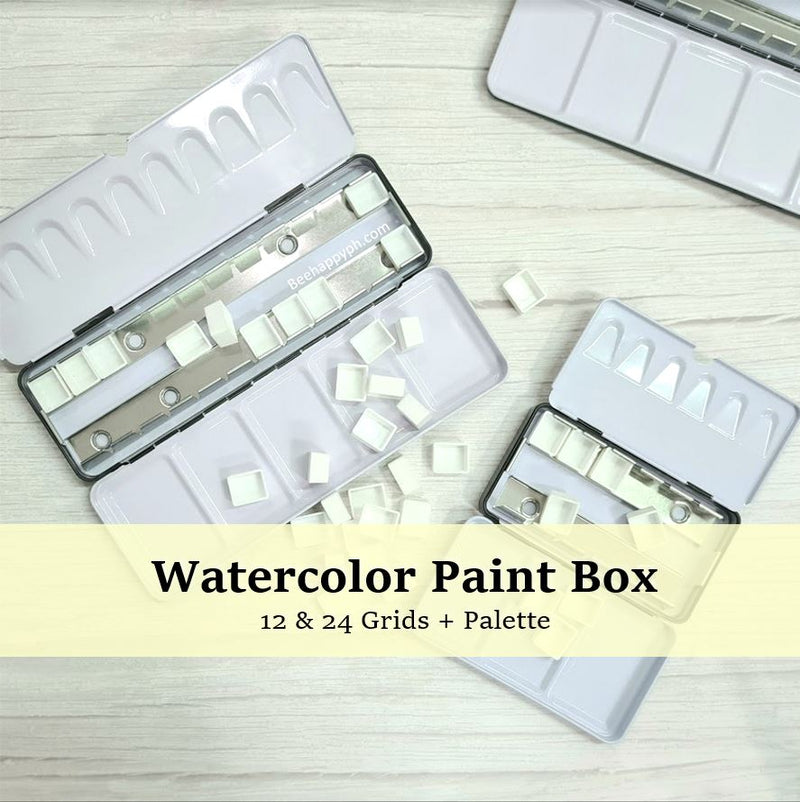 Portable Watercolor Paint Box w/ Built-in Palette 12/24 Grids