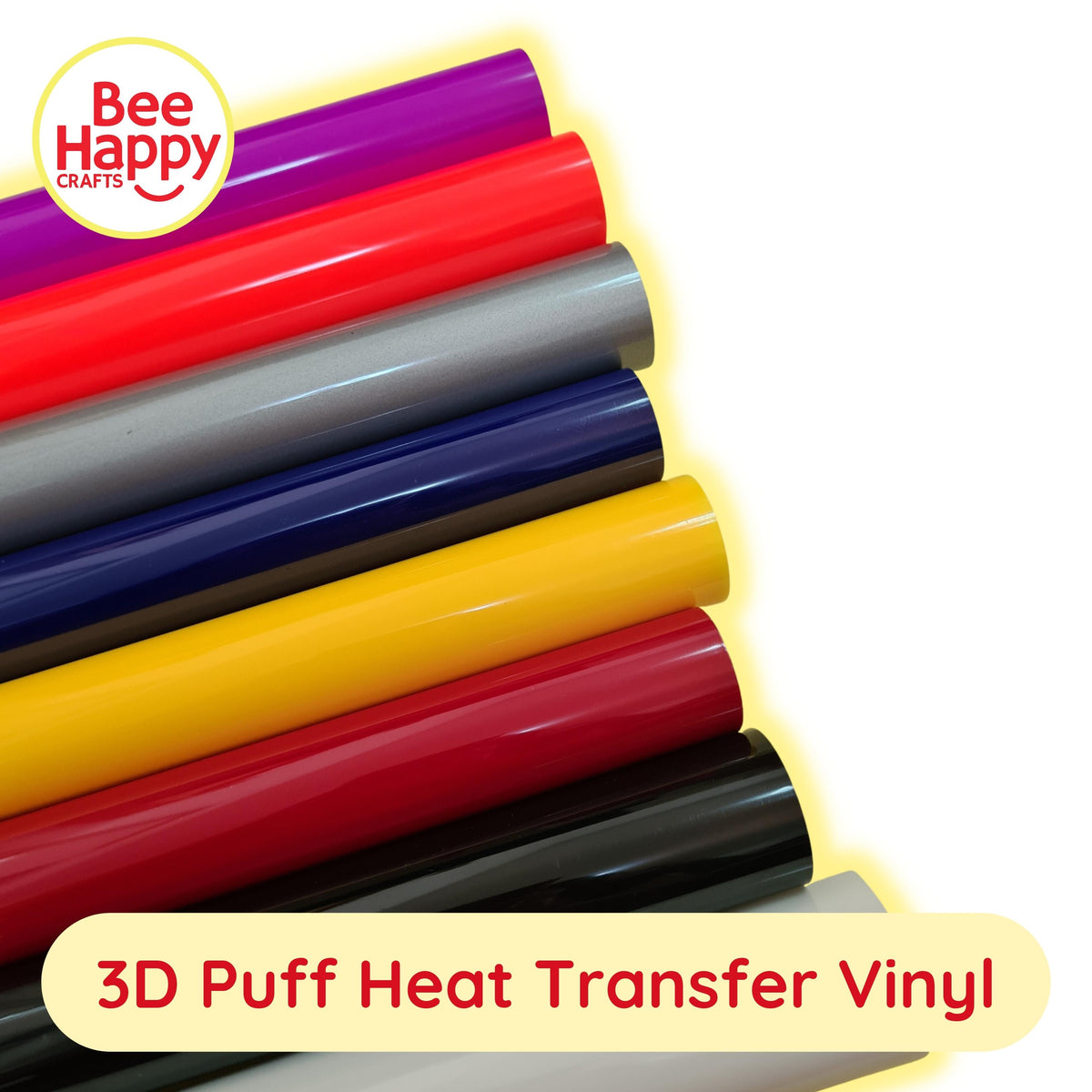 Bee Happy 3D Puff Vinyl Hot Peel 10″ x 12″ or 36