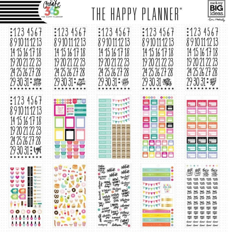 Me & My Big Ideas Planner Basics Mini Planner Value Pack Stickers- Happy Planner 1768 Stickers