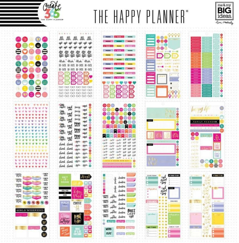 Me & My Big Ideas Planner Basics Mini Planner Value Pack Stickers- Happy Planner 1768 Stickers
