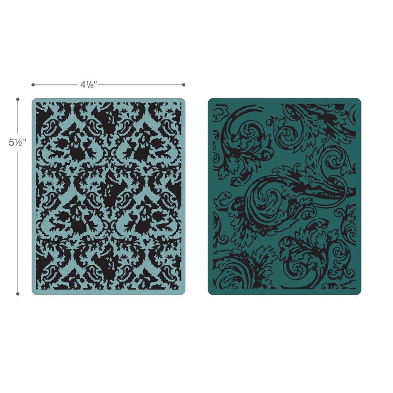 Sizzix Texture Fades Embossing Folders 2PK - Damask & Regal Flourishes Set by Tim Holtz
