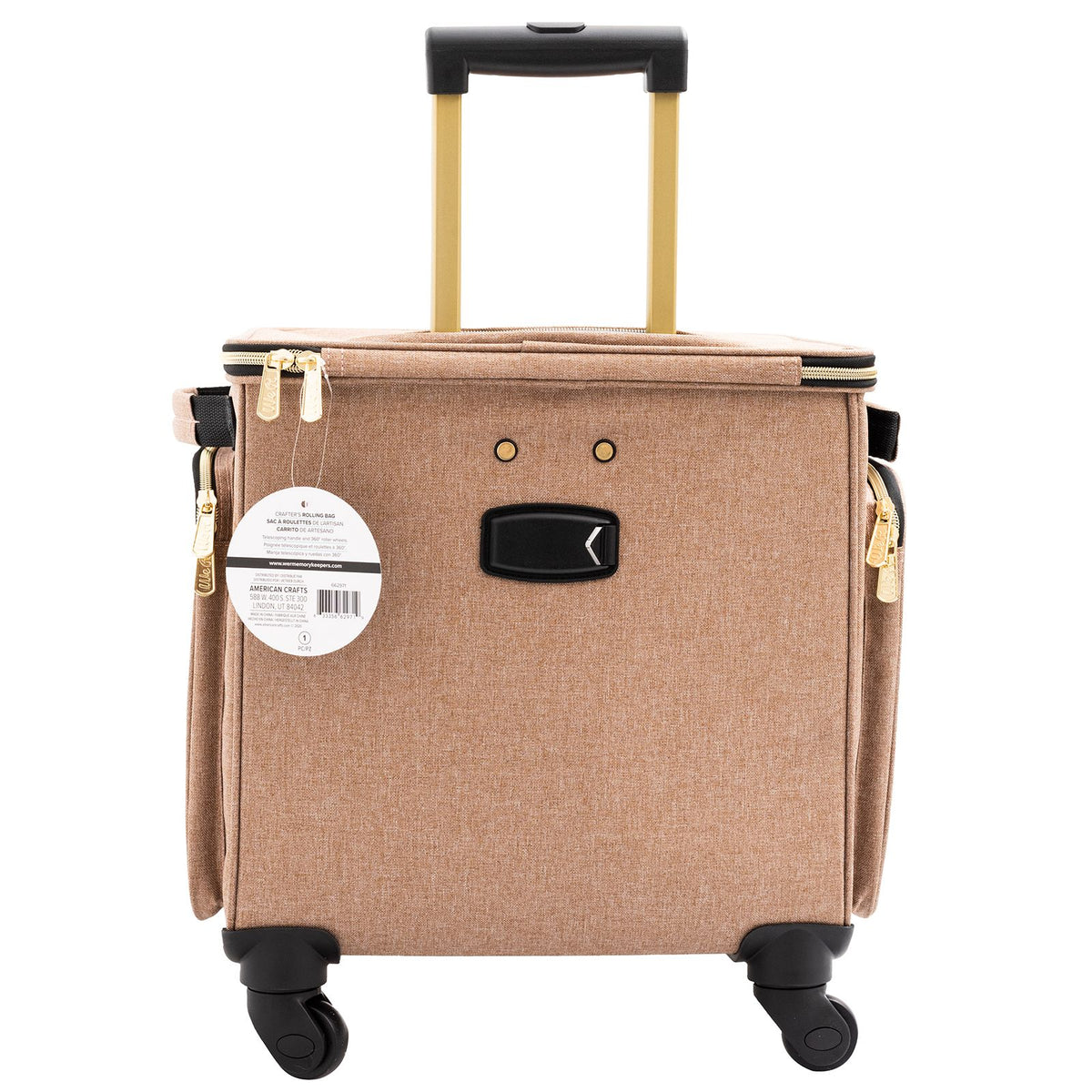 We R Memory Keepers Crafter's Rolling Bag Taupe and Pink