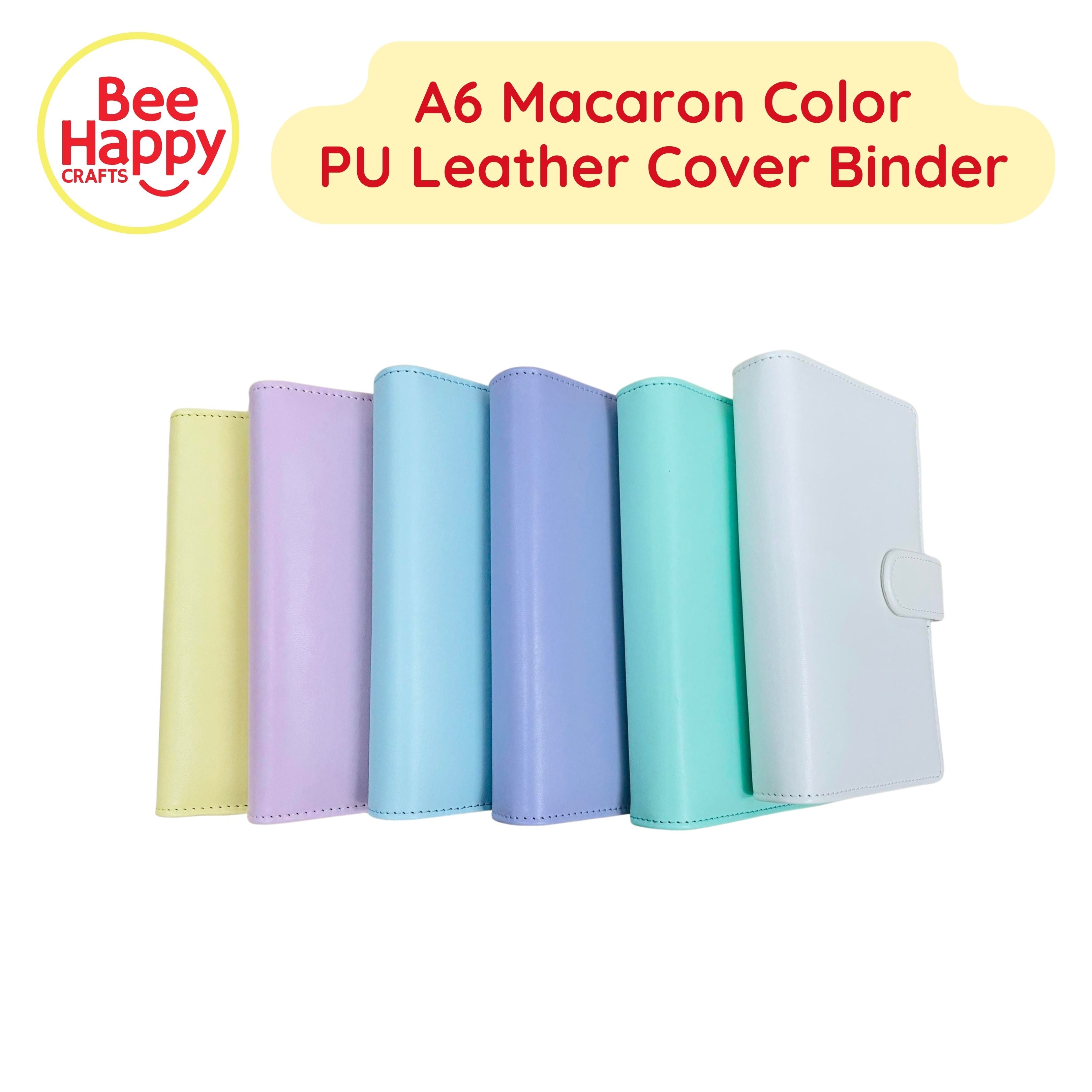 A6 Macaron Candy Color PU Leather Ring Binder Cover