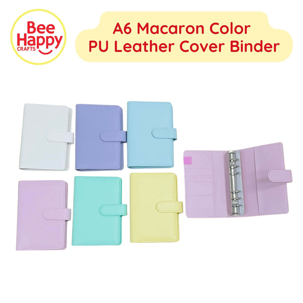A6 Macaron Candy Color PU Leather Ring Binder Cover