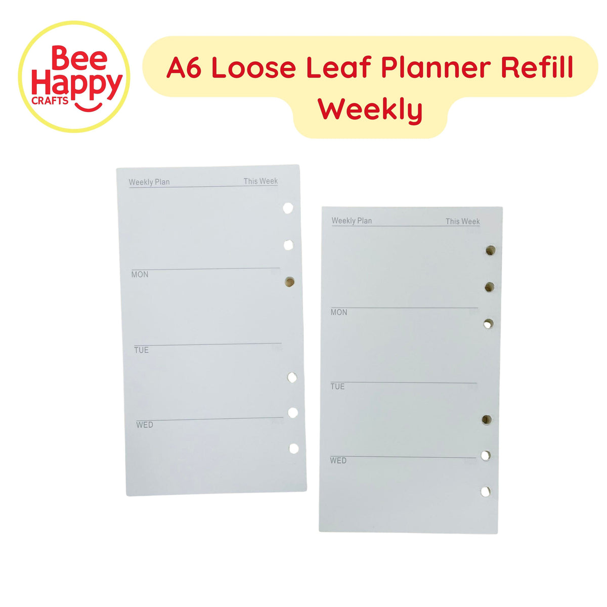 A6 Loose Leaf Planner Refill and Pockets for Ring Binder