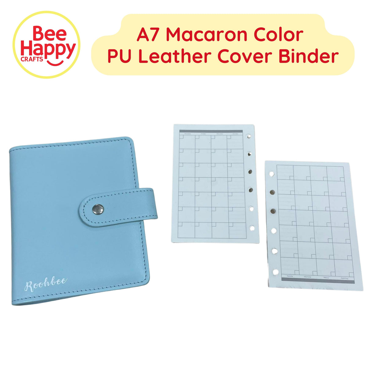 A7 Macaron Candy Color PU Leather Ring Binder Cover