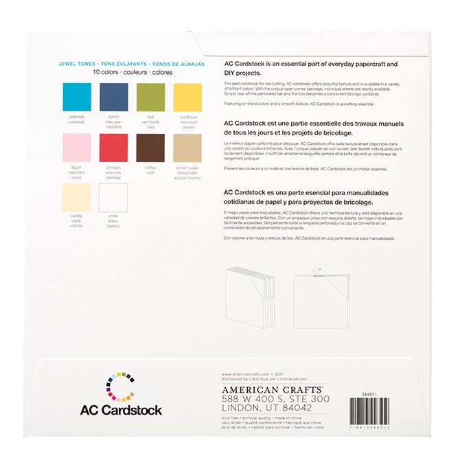 American Crafts Smooth Cardstocks Variety Pack Jewel Tones 12
