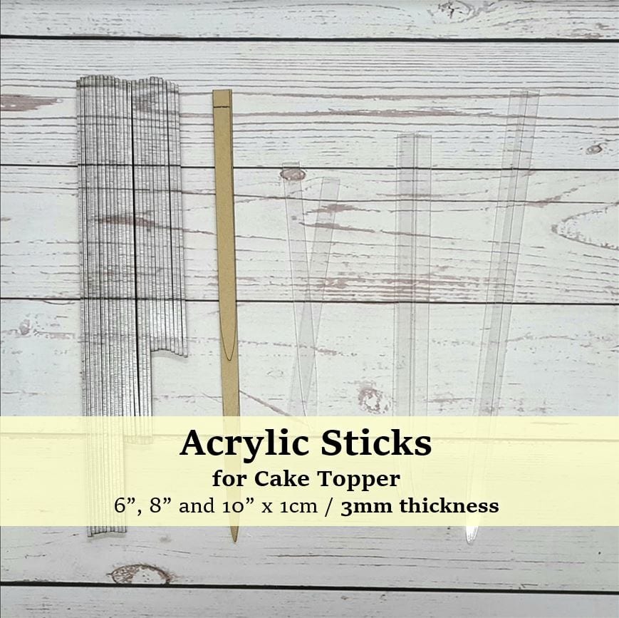 Acrylic Sticks for Cake Topper by 5pcs (6