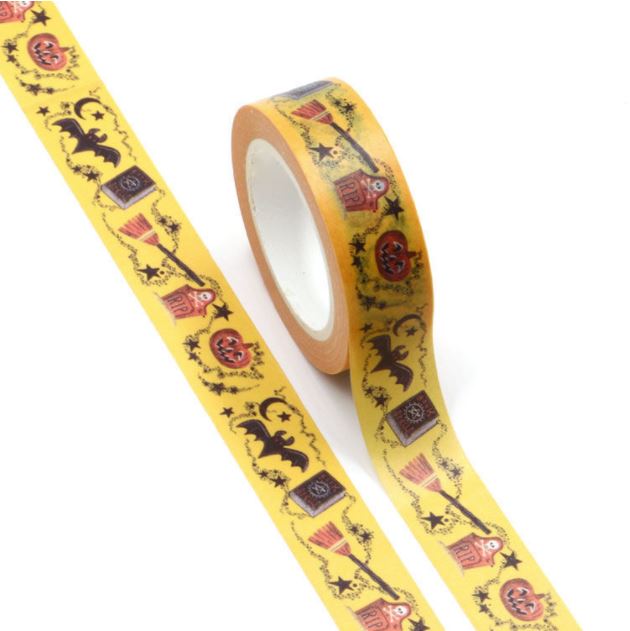 All Hallows Eve Yellow Washi Tape 15mm x 10m