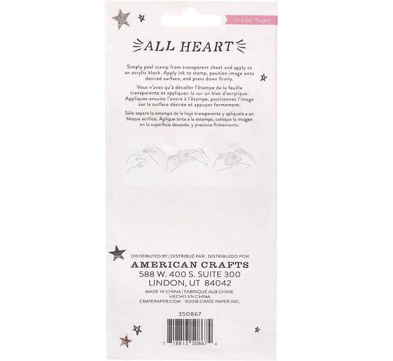 American Crafts All Heart Crate Paper Acrylic Clear Stamps