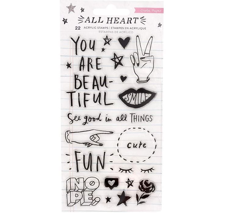 American Crafts All Heart Crate Paper Acrylic Clear Stamps