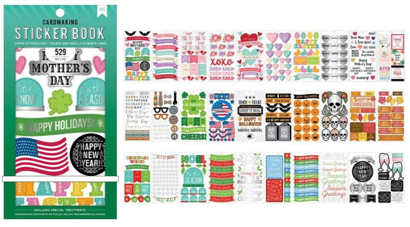 American Crafts All The Holidays Cardmaking Sticker Book with Foil Accents