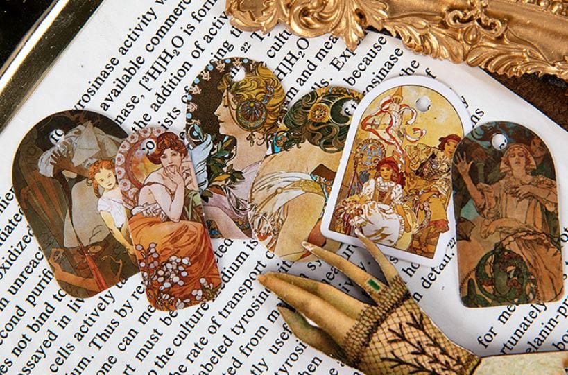 MoCard Alphonse Maria Mucha Sticker Flakes in a Box