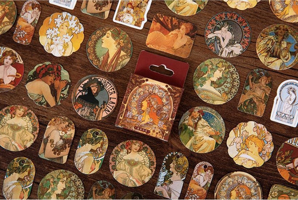 MoCard Alphonse Maria Mucha Sticker Flakes in a Box