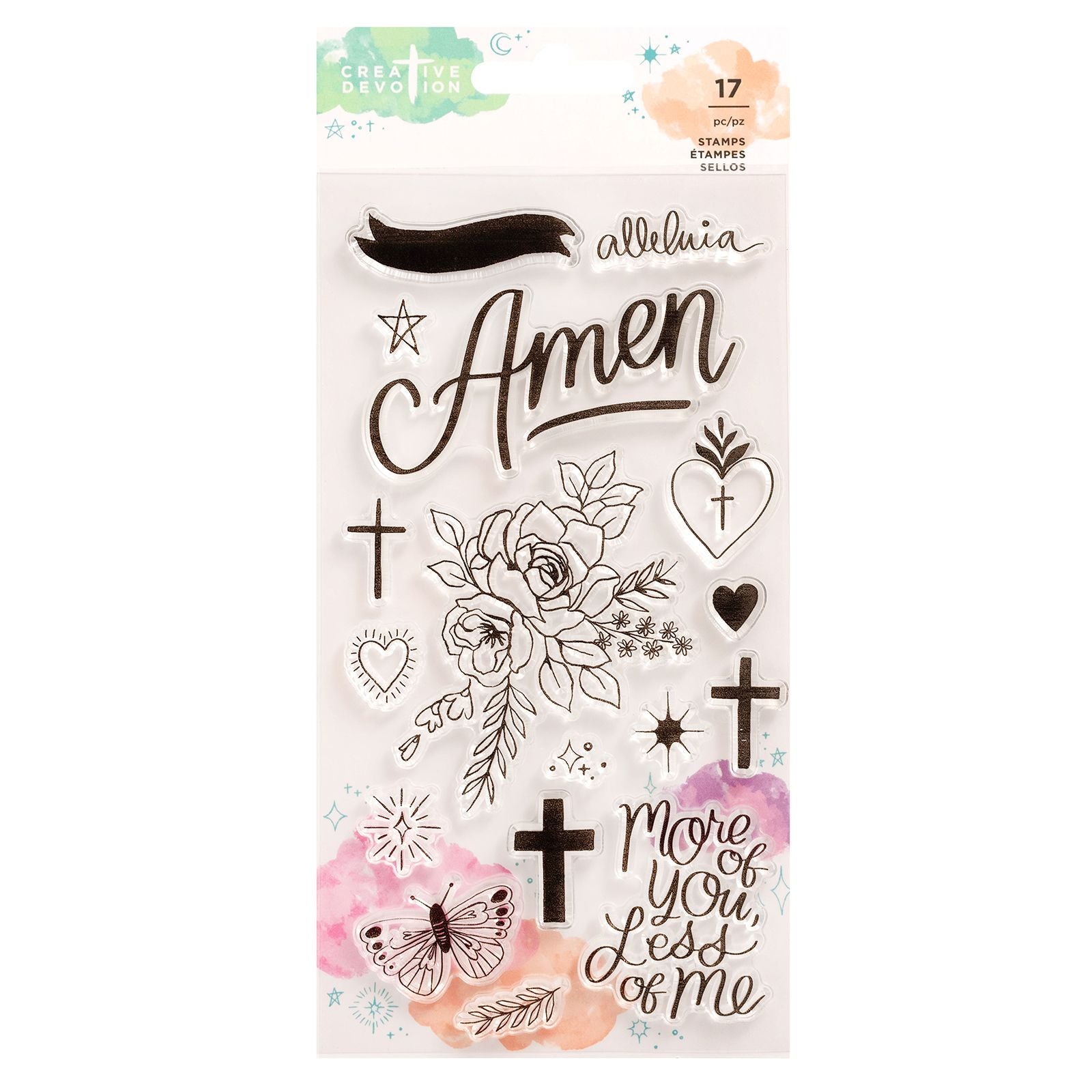American Crafts Draw Near Creative Devotion Clear Stamp Set 17/Pk