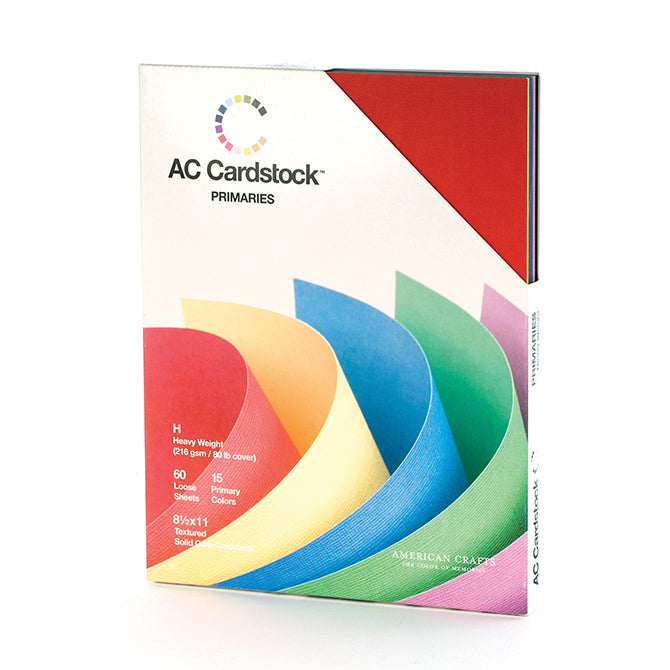American Crafts Textured Cardstocks Variety Pack Primaries 8.5" x 11", 60 Sheets 216gsm