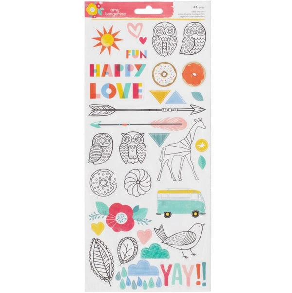 American Crafts Amy Tangerine Oh Happy Life Clear Stickers 6" x 12"