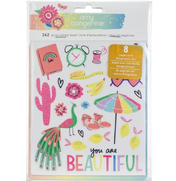 American Crafts Sunshine &amp; Good Times Sticker Book w/ Holographic Foil 8 Sheets Amy Tangerine