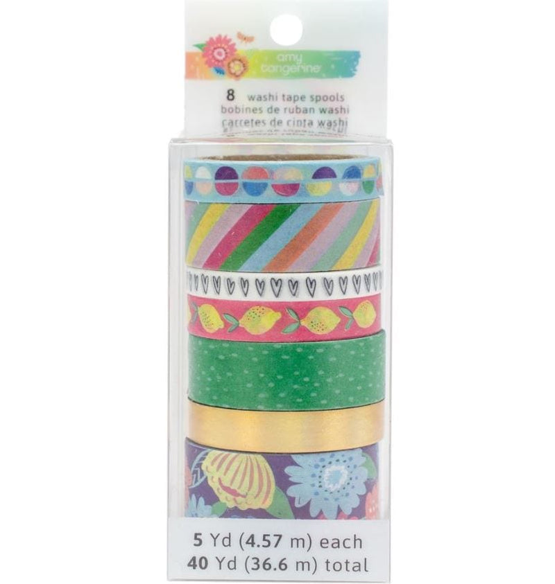 American Crafts Amy Tan Sunshine & Good Times Washi Tape Set w/ Gold Foil - 8 rolls