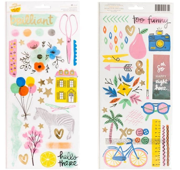 Amy Tangerine Finders Keepers Accent and Phrase Clear Stickers 65 pcs