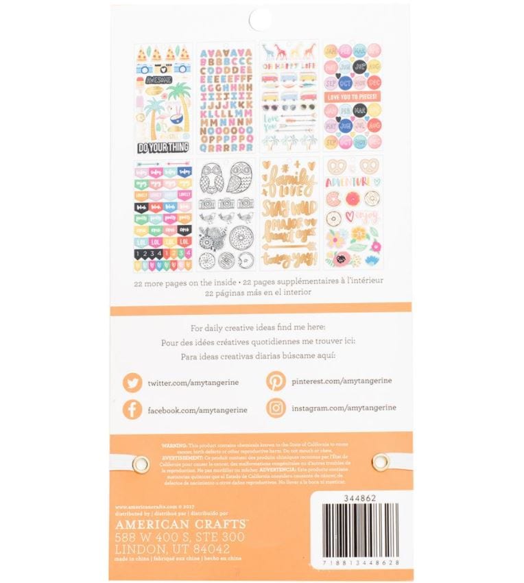 Amy Tangerine Designer Sticker Book w/ Gold Foil 30 Pages