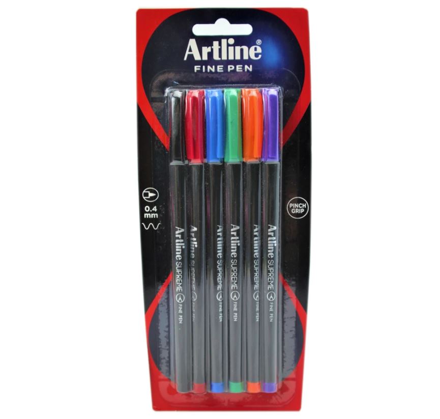 Artline Supreme Fine Pen 0.4mm 6's