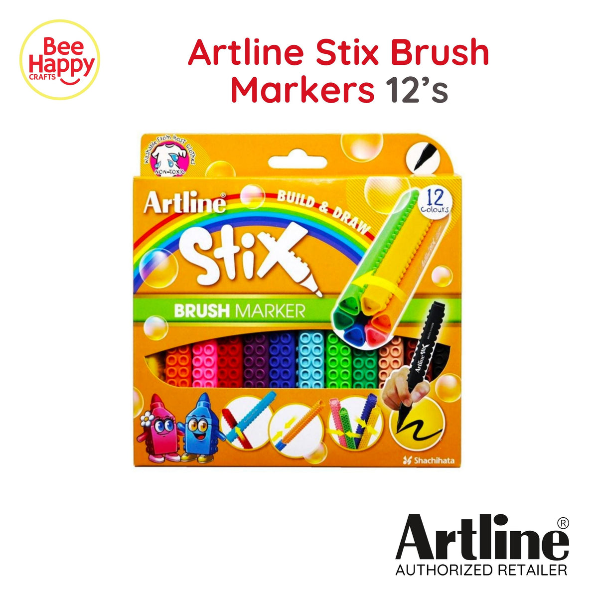 Artline Stix Brush Markers 12's