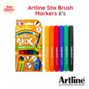 Artline Stix Brush Markers 6's