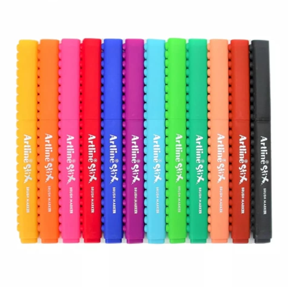 Artline Stix Brush Markers 12's
