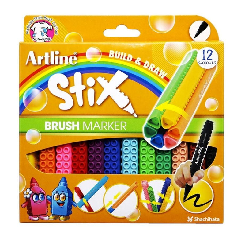 Artline Stix Brush Markers 12's