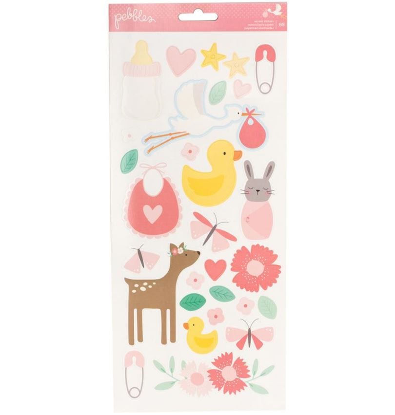 American Crafts Baby Girl Icons & Accents Lullaby Cardstock Stickers 5.5