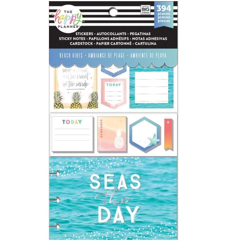 Me and My Big Ideas Beach Vibes Happy Planner Multi Accessory Pack -  Sticky Notes/Sticker/Cards