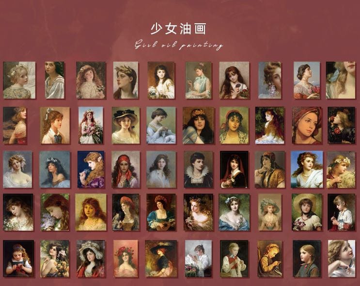 Yuxian Oil Painting Girls Sticker Flakes (50pcs)