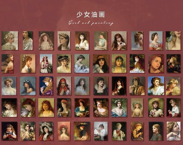Yuxian Oil Painting Girls Sticker Flakes (50pcs)