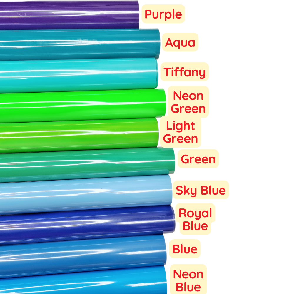 Bee Happy Blue, Green, Purple Shades HTV Heat Transfer Vinyl Soft PU (Iron On) 12