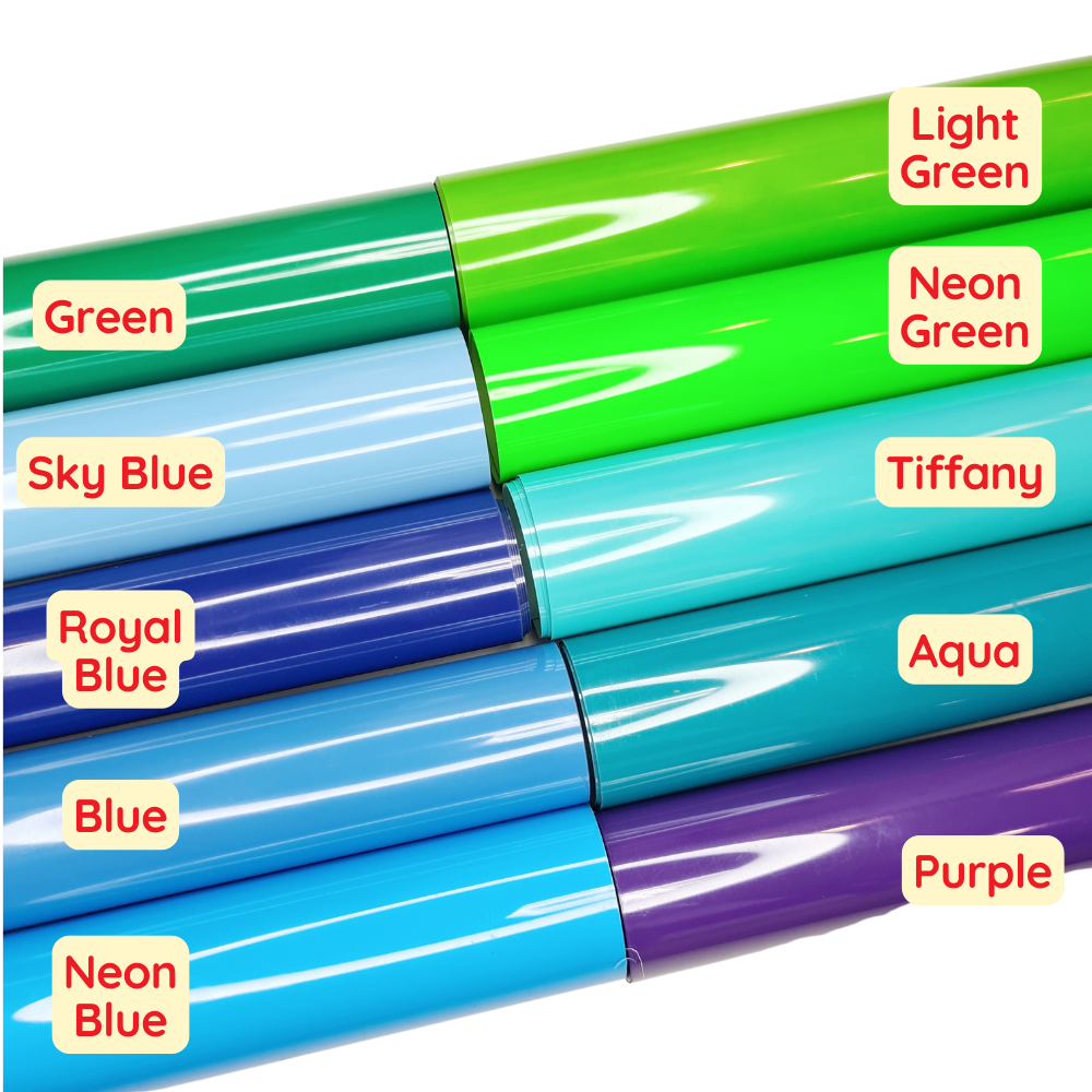 Bee Happy Blue, Green, Purple Shades HTV Heat Transfer Vinyl Soft PU (Iron On) 12