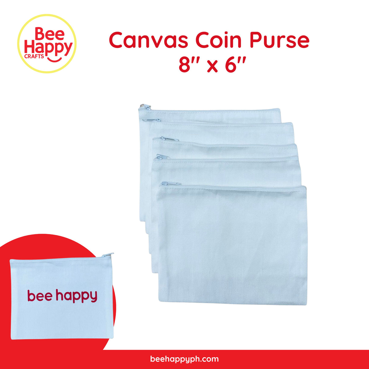 Bee Happy Canvas Coin Purse / Pouch 8