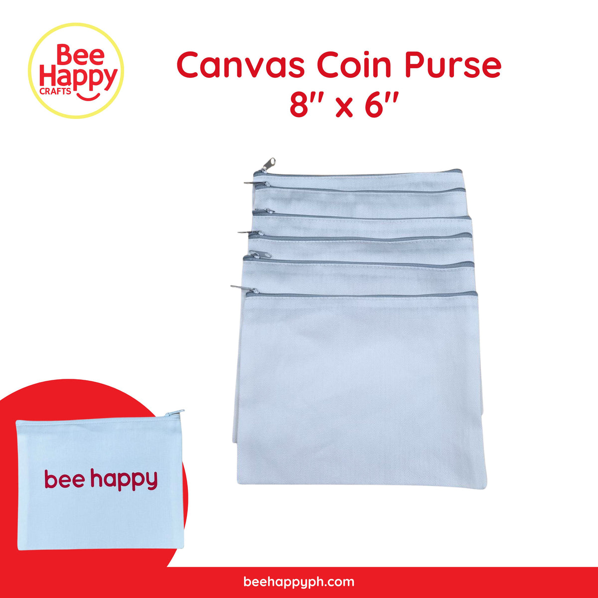 Bee Happy Canvas Coin Purse / Pouch 8