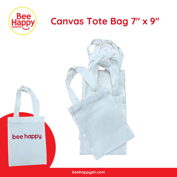Bee Happy Canvas Tote Bag 7" x 9"