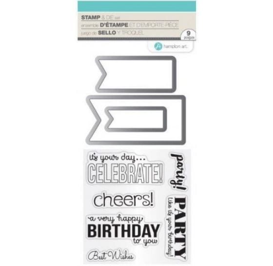 Hampton Art Birthday Banners Clear Stamp & Die Set