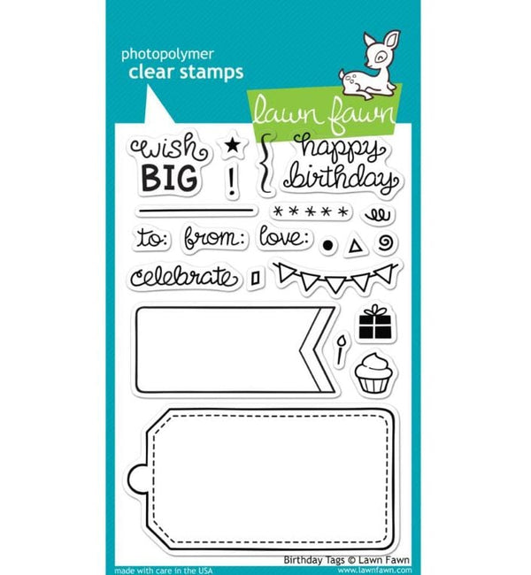 Lawn Fawn Birthday Tags Clear Stamps 4"x 6"