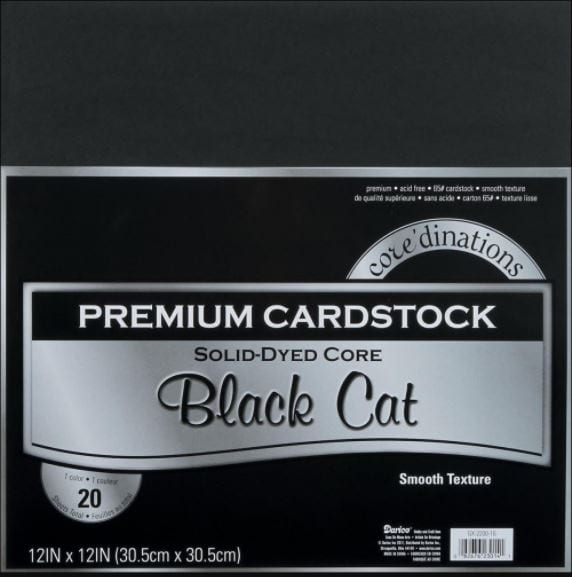 Core'dinations Black Cat Value Pack Smooth Cardstock 12"X12" 20/Pkg
