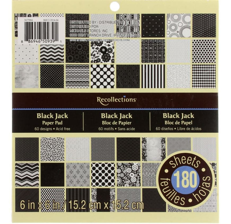 Recollections Black Jack Paper Pad 6" x 6" (60 sheets and 180 sheets available)