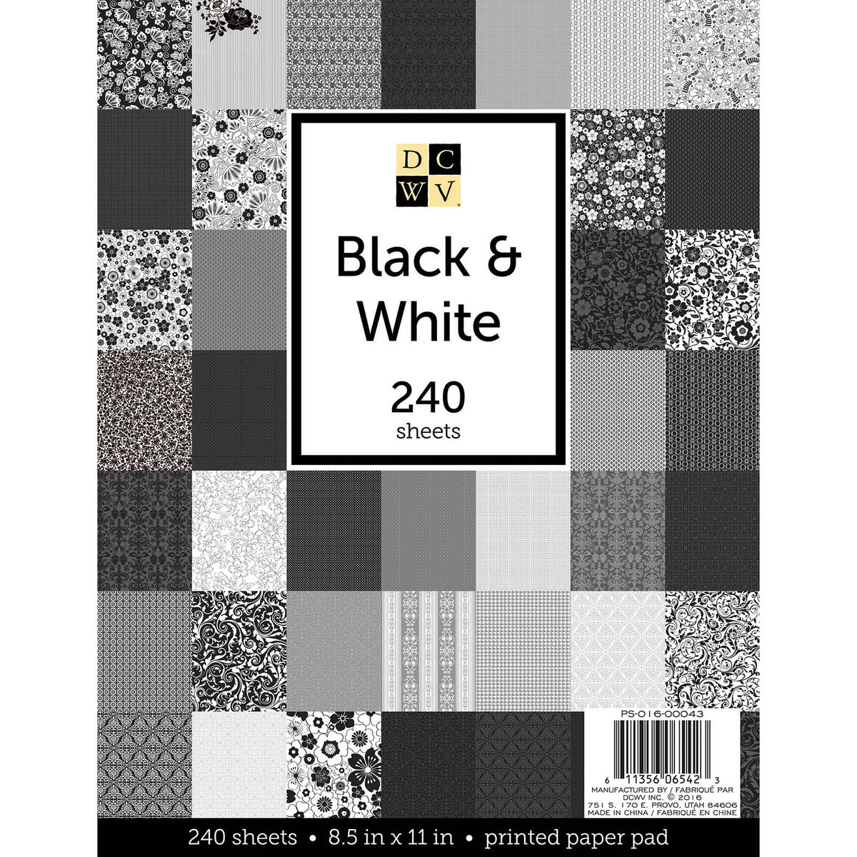 Black and White Stack Paper Pad 8.5