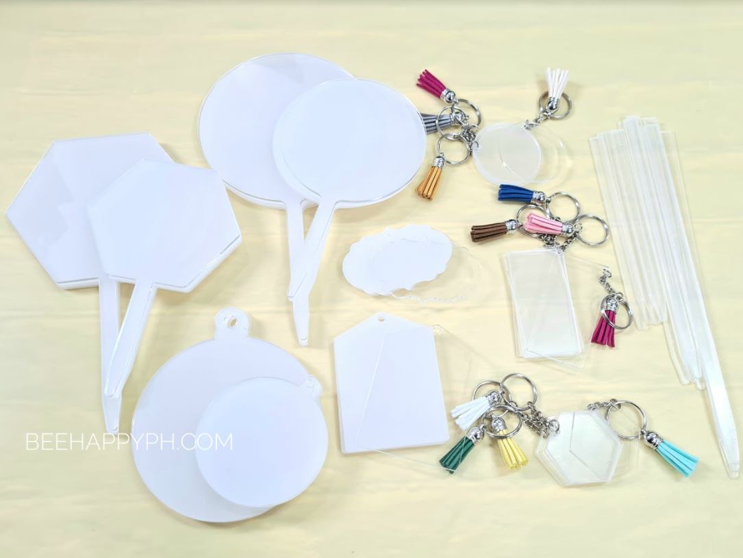 Hexagon Blank Acrylic Keychain w/ Tassel (2.3mm thick)